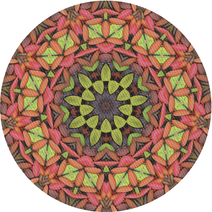 Round Machine Washable Transitional Saffron Red Rug, wshpat1876