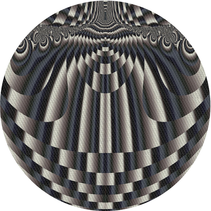 Round Machine Washable Transitional Midnight Gray Rug, wshpat187