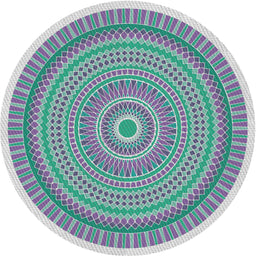 Round Patterned Mint Green Novelty Rug, pat1880