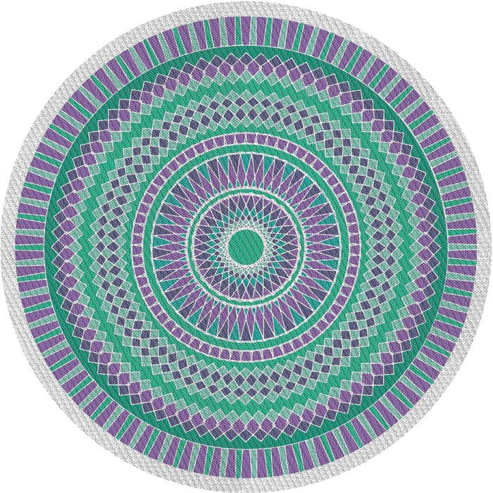 Round Machine Washable Transitional Magic Mint Green Rug, wshpat1880