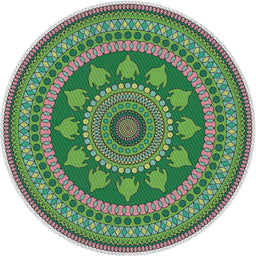Round Machine Washable Transitional Light Green Rug, wshpat1881