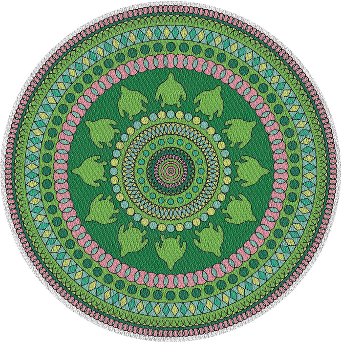 Round Machine Washable Transitional Light Green Rug, wshpat1881