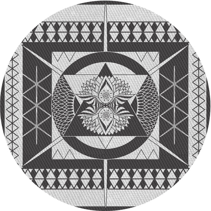 Round Machine Washable Transitional Light Gray Rug, wshpat1882