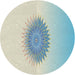 Round Machine Washable Transitional Pale Blue Lily Blue Rug, wshpat1883