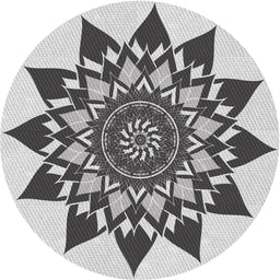 Round Patterned Platinum Gray Novelty Rug, pat1884