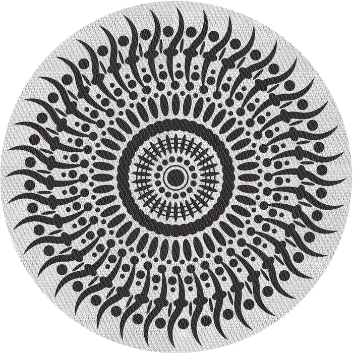 Round Patterned Platinum Gray Novelty Rug, pat1886