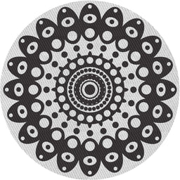 Round Patterned Platinum Gray Novelty Rug, pat1887