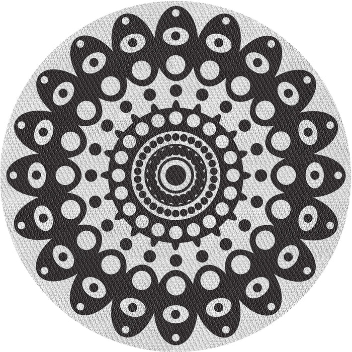 Round Patterned Platinum Gray Novelty Rug, pat1887