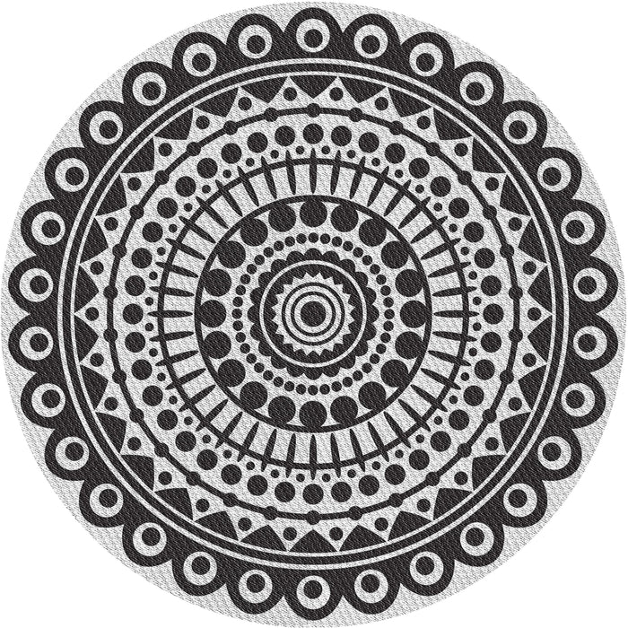 Round Machine Washable Transitional Platinum Gray Rug, wshpat1888