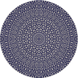 Round Patterned Dark Gray Novelty Rug, pat1889