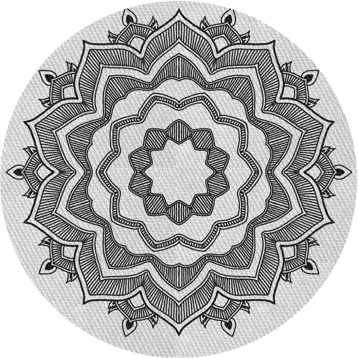 Round Patterned Ash Gray Novelty Rug, pat1890