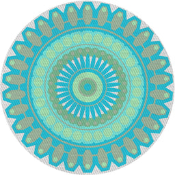 Round Patterned Blue Novelty Rug, pat1891