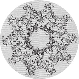 Round Machine Washable Transitional White Smoke Rug, wshpat1892