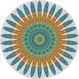 Round Patterned Mint Green Novelty Rug, pat1893