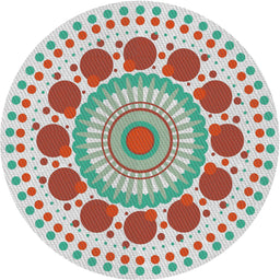 Round Machine Washable Transitional Pale Blue Lily Blue Rug, wshpat1894