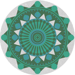 Round Patterned Mint Green Novelty Rug, pat1895