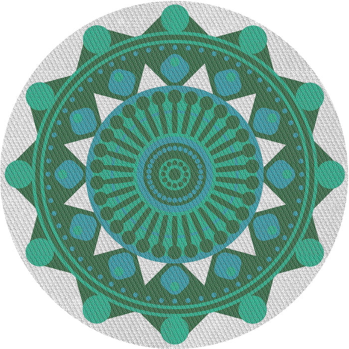 Round Machine Washable Transitional Magic Mint Green Rug, wshpat1895