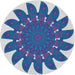 Round Patterned Sapphire Blue Novelty Rug, pat1897