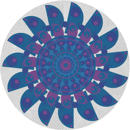 Round Machine Washable Transitional Sapphire Blue Rug, wshpat1897