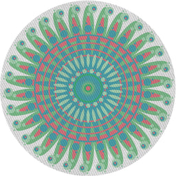 Round Patterned Grayish Turquoise Green Novelty Rug, pat1900