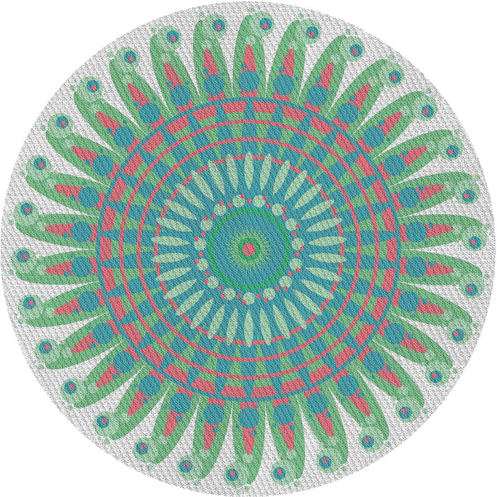 Round Patterned Grayish Turquoise Green Novelty Rug, pat1900