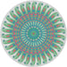 Round Patterned Grayish Turquoise Green Novelty Rug, pat1900