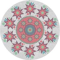 Round Patterned Tulip Pink Novelty Rug, pat1901