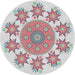 Round Patterned Tulip Pink Novelty Rug, pat1901