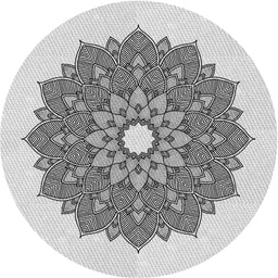 Round Machine Washable Transitional White Smoke Rug, wshpat1902