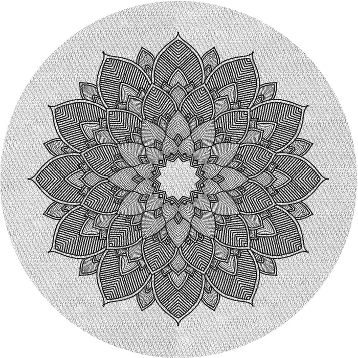 Round Machine Washable Transitional White Smoke Rug, wshpat1902