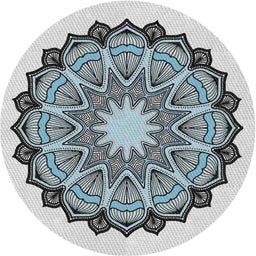 Round Machine Washable Transitional Pale Blue Lily Blue Rug, wshpat1903