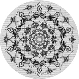 Round Machine Washable Transitional Grey Gray Rug, wshpat1904