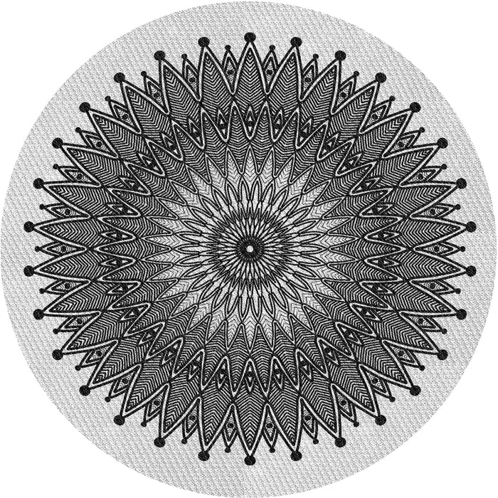 Round Patterned Light Black Novelty Rug, pat1905