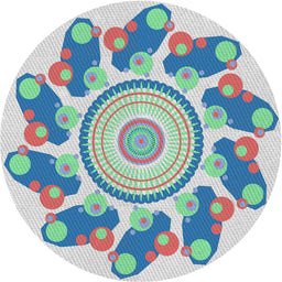 Round Patterned Slate Blue Grey Novelty Rug, pat1906