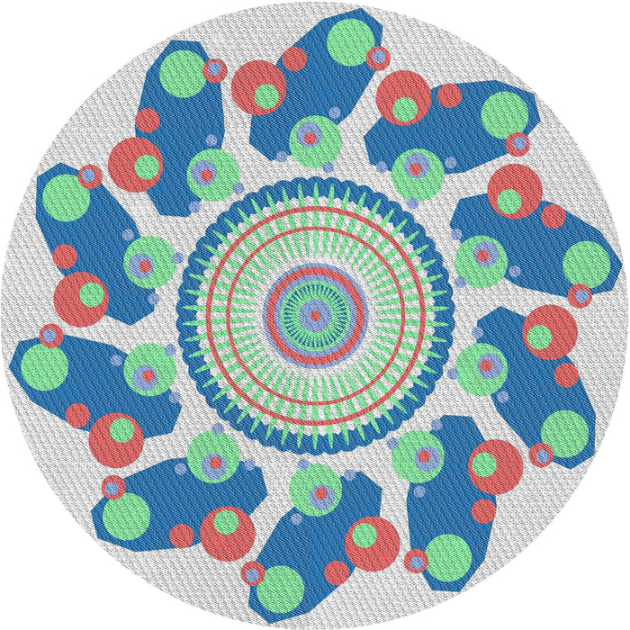 Round Patterned Slate Blue Grey Novelty Rug, pat1906