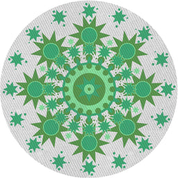 Round Machine Washable Transitional Green Rug, wshpat1908