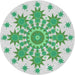 Round Machine Washable Transitional Green Rug, wshpat1908