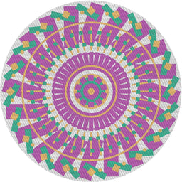 Round Patterned Platinum Silver Gray Novelty Rug, pat1909