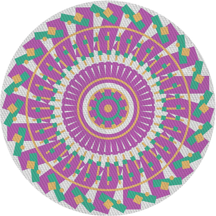 Round Patterned Platinum Silver Gray Novelty Rug, pat1909