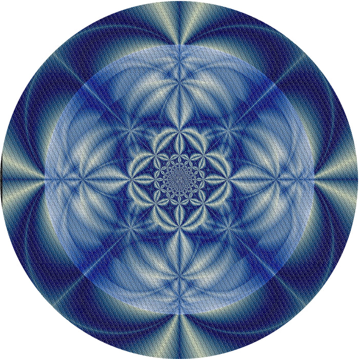 Round Patterned Blue Novelty Rug, pat190