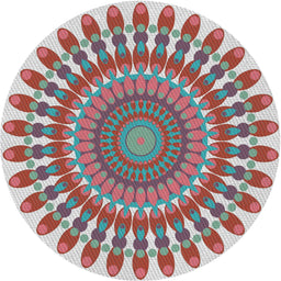 Round Machine Washable Transitional Cherry Red Rug, wshpat1911