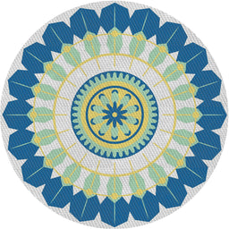 Round Patterned Steel Blue Novelty Rug, pat1913