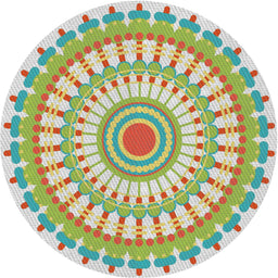 Round Patterned Khaki Green Novelty Rug, pat1915
