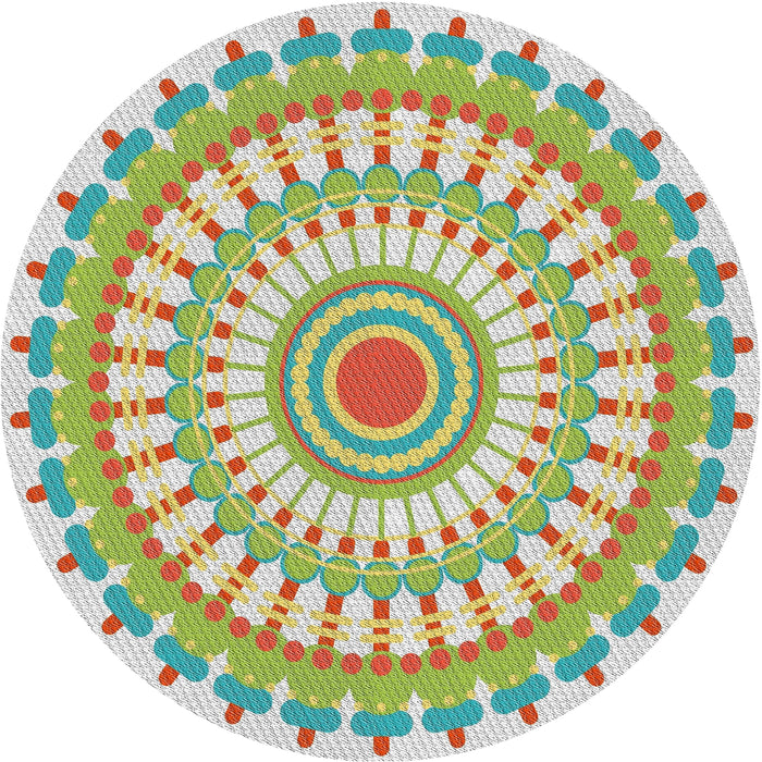 Round Machine Washable Transitional Khaki Green Rug, wshpat1915