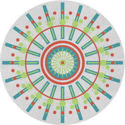 Round Machine Washable Transitional Light Rose Green Rug, wshpat1916