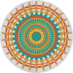Round Patterned Light Jade Green Novelty Rug, pat1917