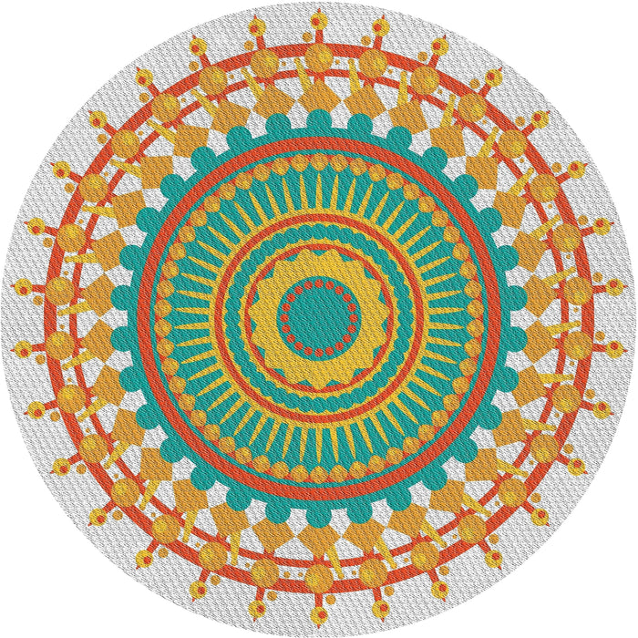 Round Machine Washable Transitional Light Jade Green Rug, wshpat1917