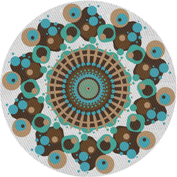 Round Machine Washable Transitional Powder Blue Rug, wshpat1918