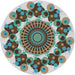 Round Machine Washable Transitional Powder Blue Rug, wshpat1918