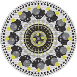 Round Machine Washable Transitional Gray Rug, wshpat1919